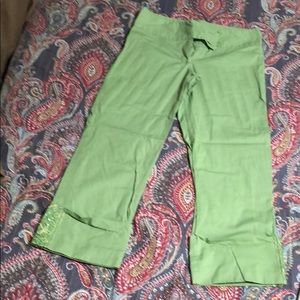 Green Cuffed sequence Capris